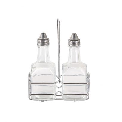 3-Piece 6oz Oil/Vinegar Cruet(2) and Chrome Rack(1) Set