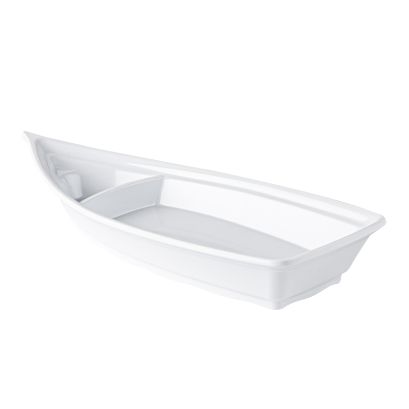 Bowl Boat Shape W/ Triangular Compartment White 12.5oz/1oz 13"
