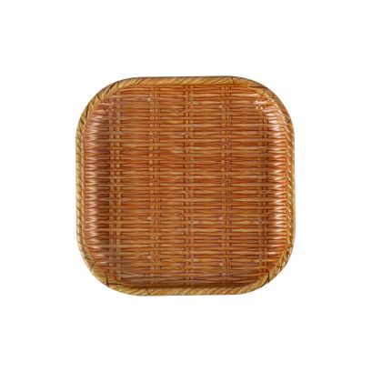 Bamboo Grove Plate Square Wooden Brown 10-1/2"