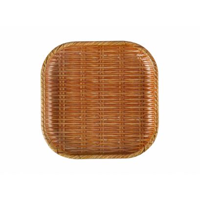Bamboo Grove Plate Square Wooden Brown 8"