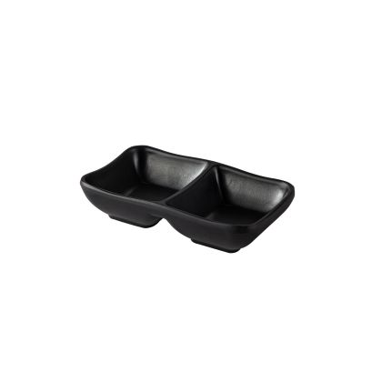 Dish Rect. 2-Compartment Matte Black 1.5oz x 2 5"