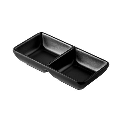 Dish Rect. 2-Comprt. Matte Black 2.5oz x 2 5-1/4"