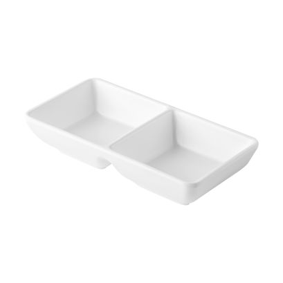 Dish Rect. 2-Comprt. Matte White 2.5oz x 2 5-1/4"