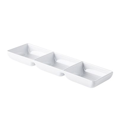 Dish Rect. 3-Compartment White 2.5oz x 3 8-5/8"