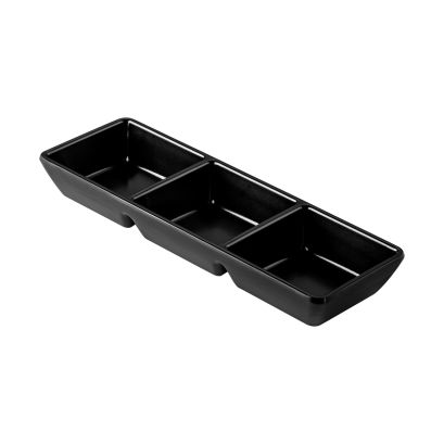 Dish Rect. 3-Comprt. Matte Black 3oz x 3 8-1/2"