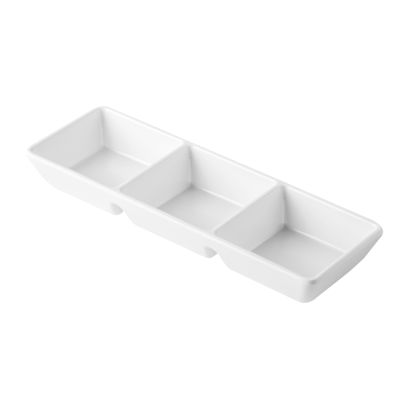Dish Rect. 3-Comprt. Matte White 3oz x 3 8-1/2"