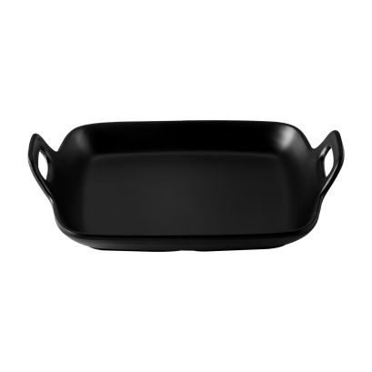 Serving Platter Rect. W/ Dual Hdl Matte Black 8-3/4"x6-3/8"
